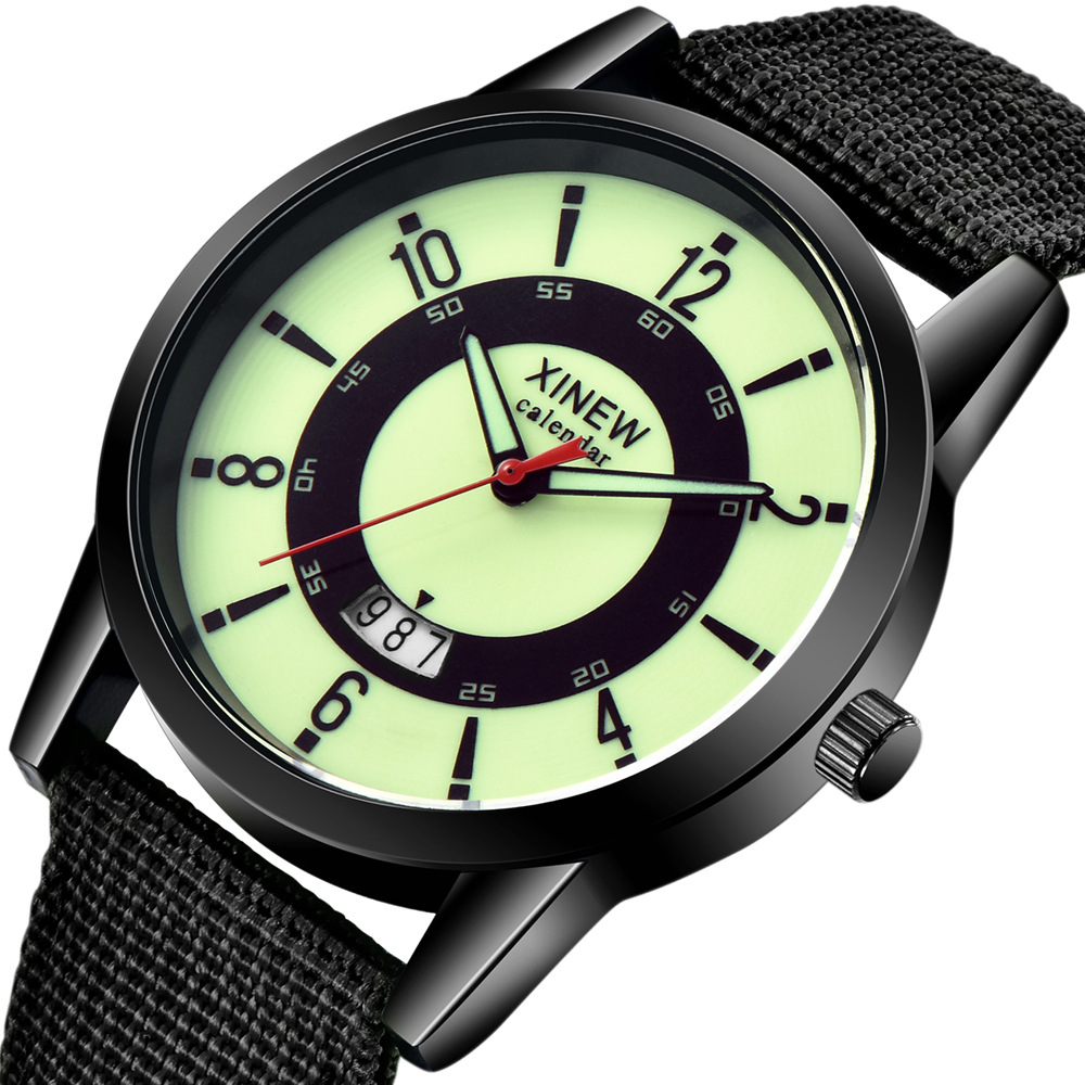 Xinew Brand Watches Mens Nylon Band Date Sports Gifts Watch