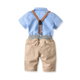 (Трансграничная торговля), летняя рубашка для мальчиков, шорты, подтяжки, галстук-бабочка, детский комплект, 2019, 4 предмета