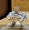 Elegant Women Jewelry Wedding Set Rings White Ring Size 5-11