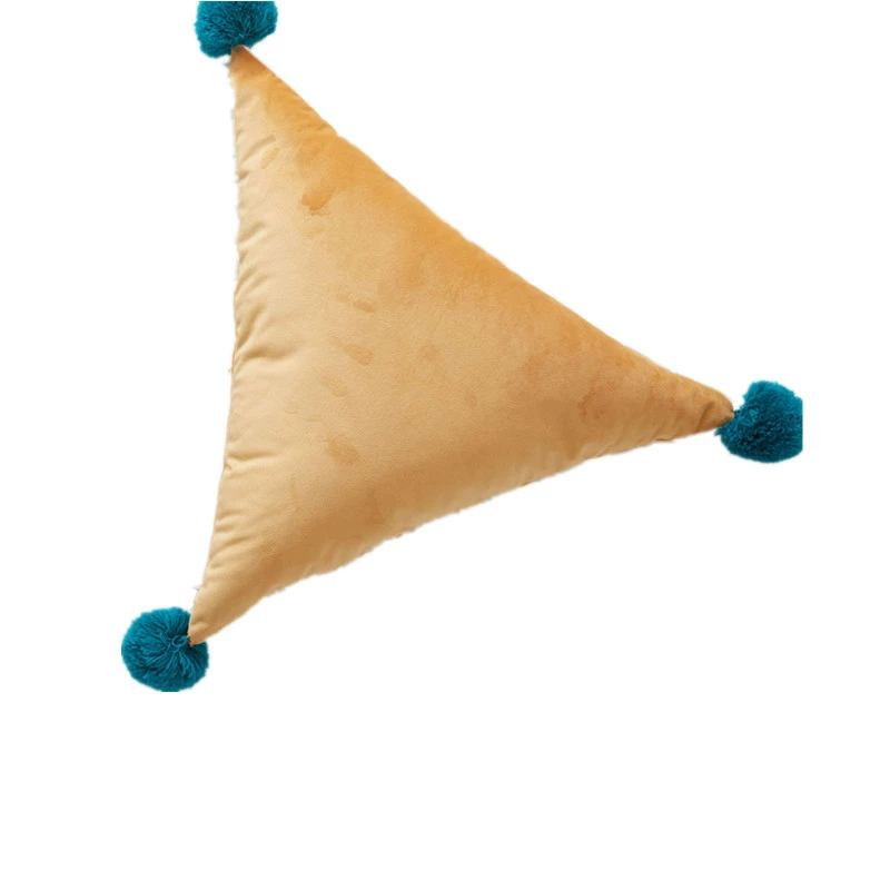 Ins explosion pillow pillow creative wool ball triangular pillow -containing sofa office solid color cushion