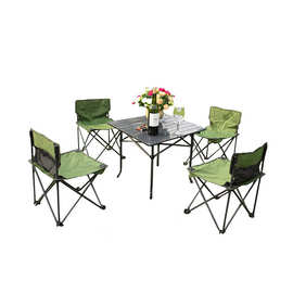 铝合金五件套便携式折叠桌椅户外野餐桌茶几