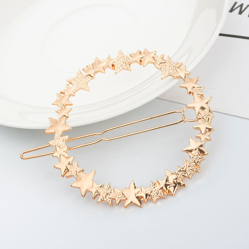Korean Fashion Simple Frosted Circle Star Barrette Headdress Spring Clip Jewelry display picture 4