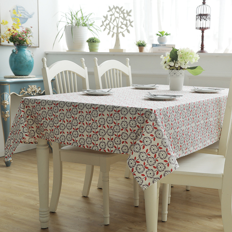 Moderne minimalistische Couchtisch- und Esstischdecke aus doppelgewebtem, dickem Canvas mit Blatt- und Blumenmuster, komplett aus Baumwolle._voghion.com