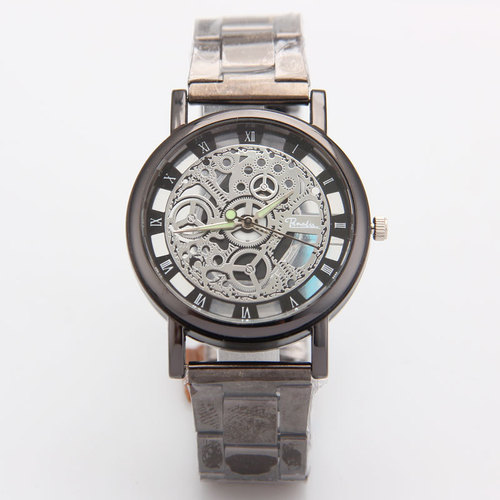 Foreign trade AliExpress men's watch best-selling watch hollow gold fashion watch imitation mechanical men's steel band quartz watch