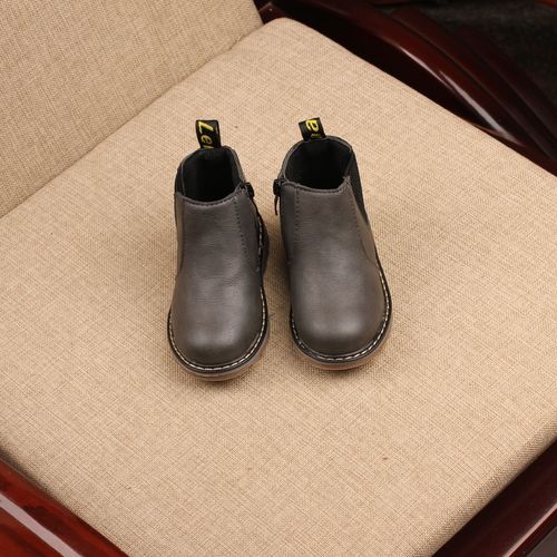 Cross-border  Spring and Autumn Children's Leather Boots Boys Casual Martin Boots Girls Thickened Retro Fashion Children's Shoes Side Zipper