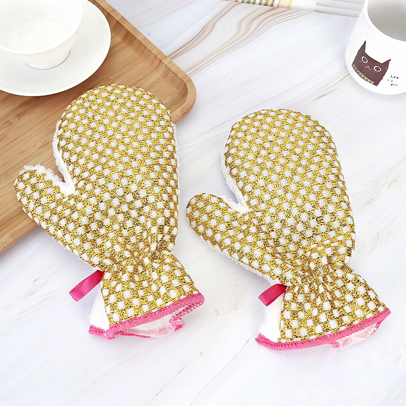 竹纤维洗碗手套 不沾油双面防水防油护手 厨房清洁家务手套|ms