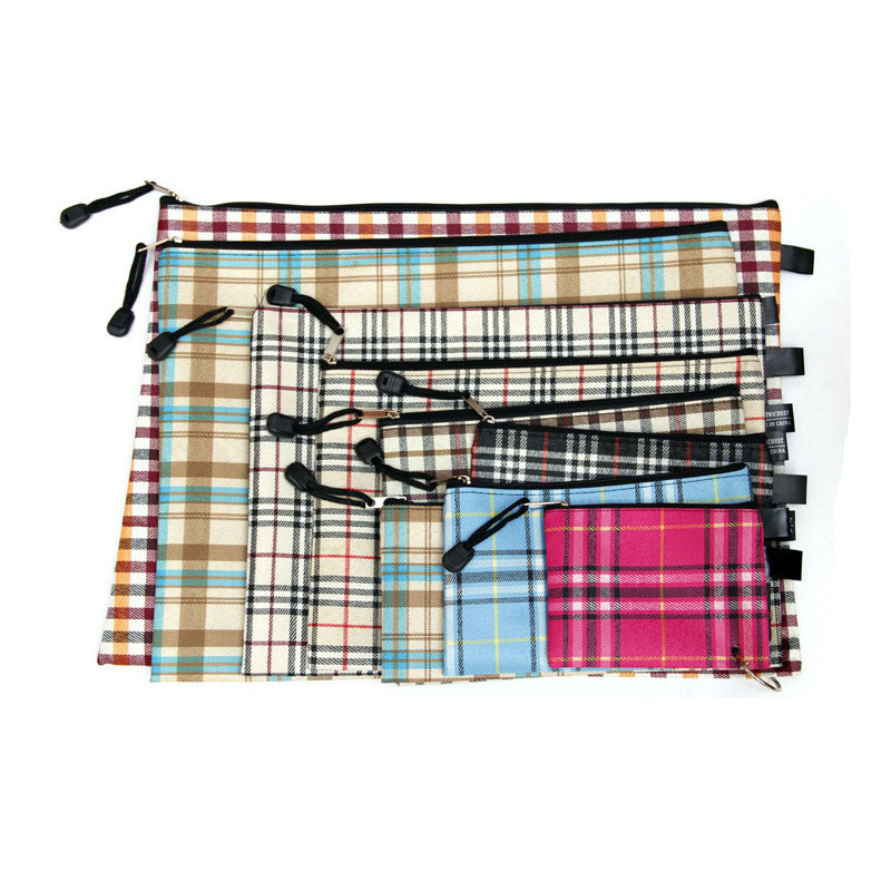 Manufactor Direct selling Korean Edition file pocket waterproof Canvas bag Retro lattice monolayer Bills file pocket Portfolio