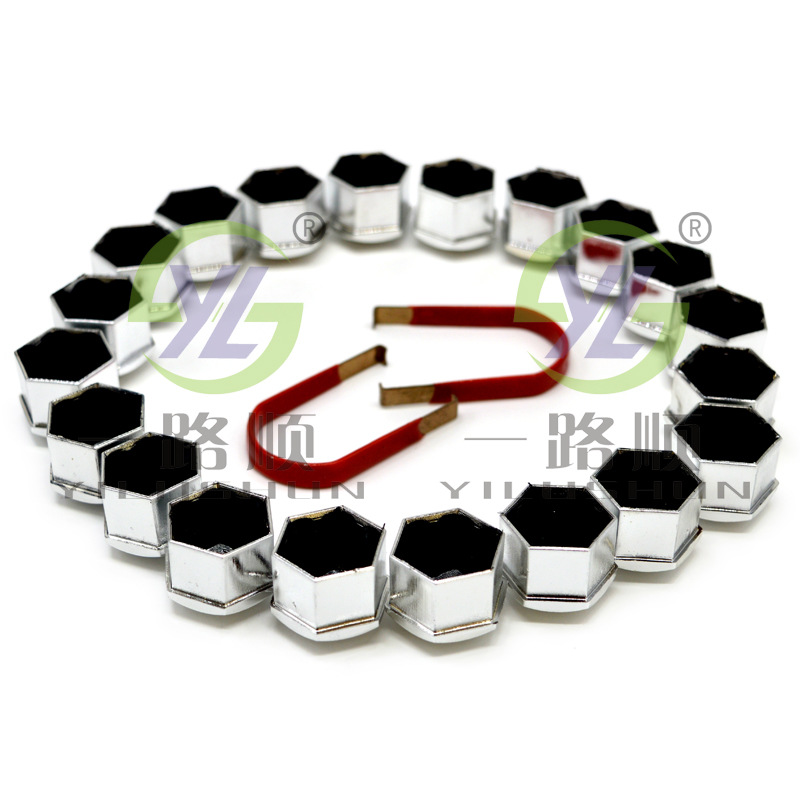 Coche universal galvanoplastia neumático tornillo cubo de la rueda cubierta decorativa 20 Tapas con 2 clips rojos