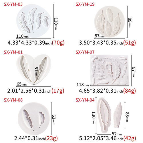 Sanxin Feather Fondant Silicone Mold DIY Chocolate Cake Decoration Plaster Ornament Baking Tool