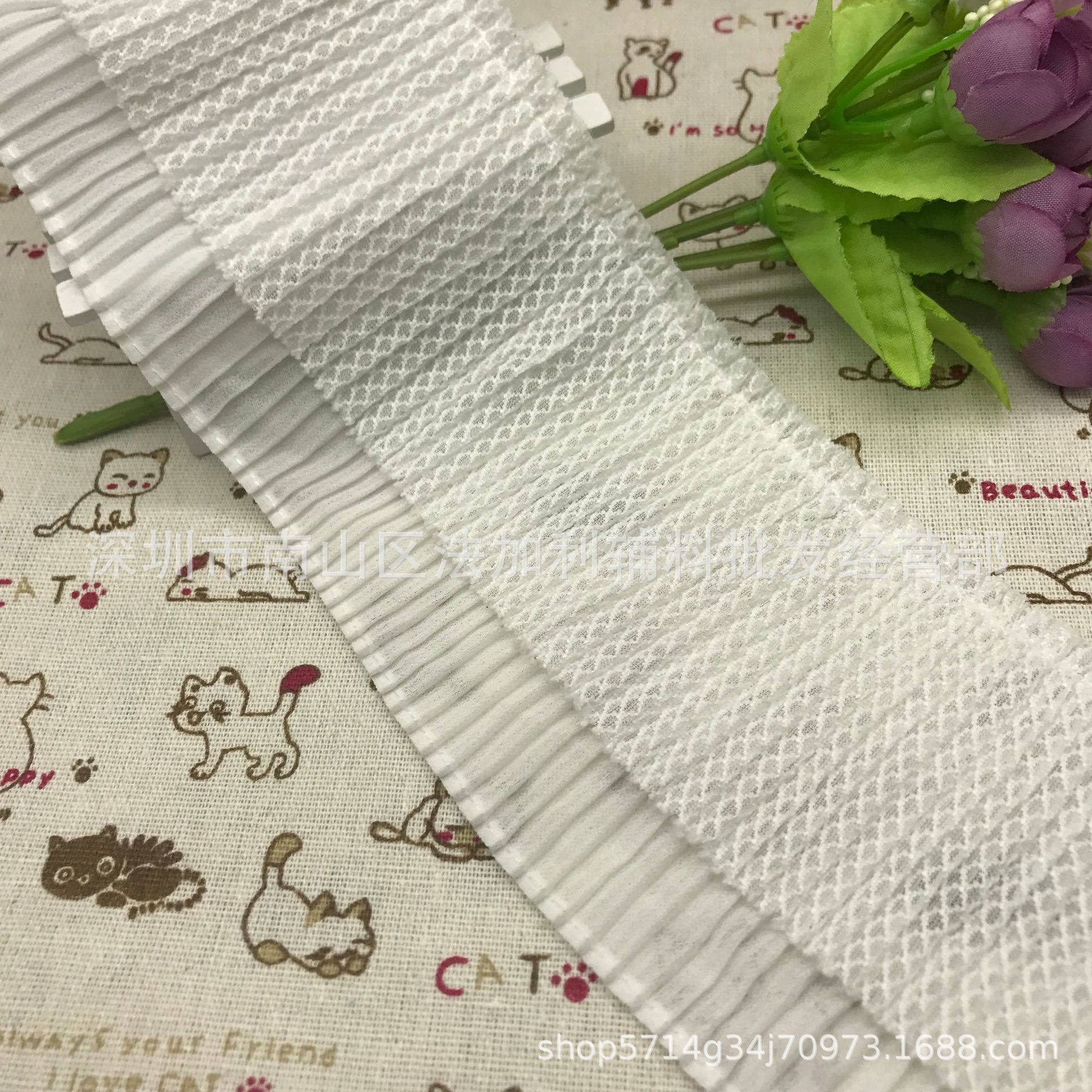 百褶风琴褶皱斜网格布玩具服装花边辅料雪纺织带广州厂家直销