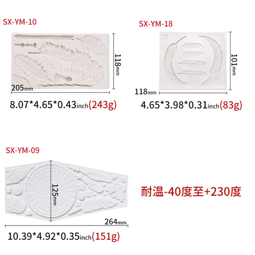 Sanxin Feather Fondant Silicone Mold DIY Chocolate Cake Decoration Plaster Ornament Baking Tool