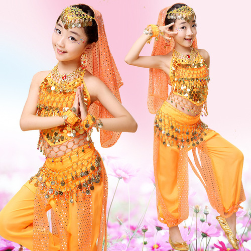 Indian dance costumes for girls, new children's belly dance costumes, Xinjiang dance Tianzhu costumes