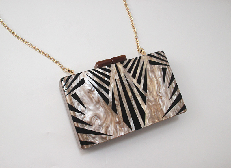 Small Size Apricot Pvc Arylic Geometric Square Evening Bags