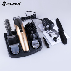 Cross-border hot selling retro oil-head electric clipper 6-in-1 multi-function hair clipper set rechargeable electric clipper