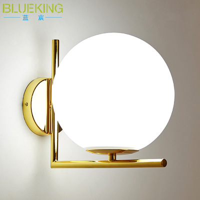 後現代酒店客房電鍍金輕奢玻璃球壁燈 走廊過道燈床頭燈魔豆壁燈