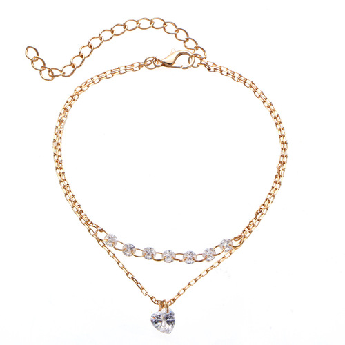 European and American cross-border new bracelets, fashionable wish jewelry, double-layered heart-shaped crystal bracelets for women, couple bracelets