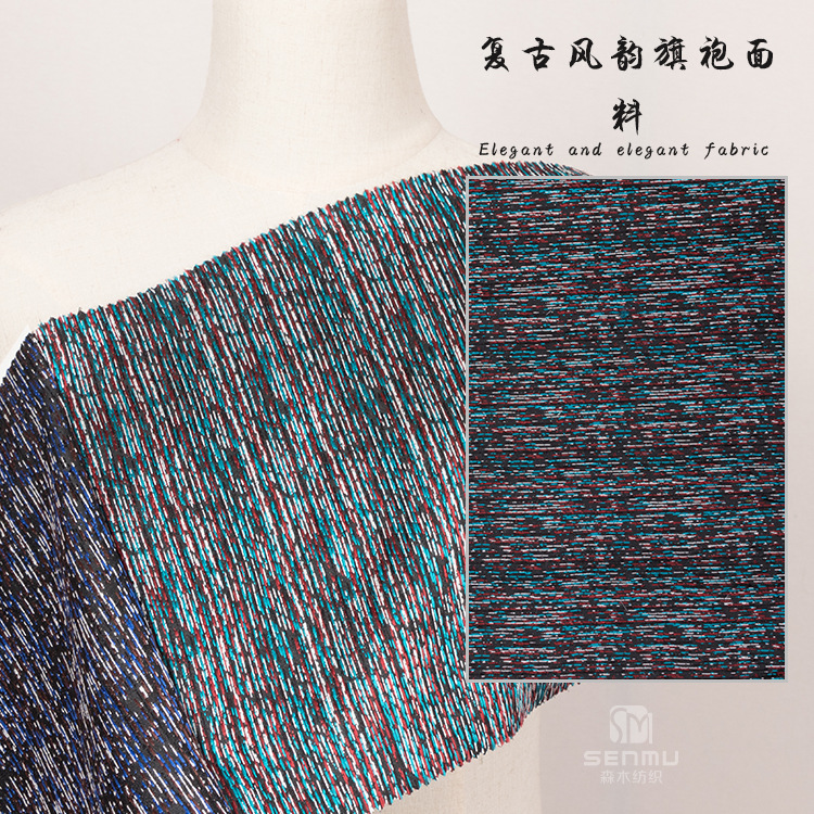 民族风线花唐装汉服提花布料 复古风韵旗袍面料现货批发