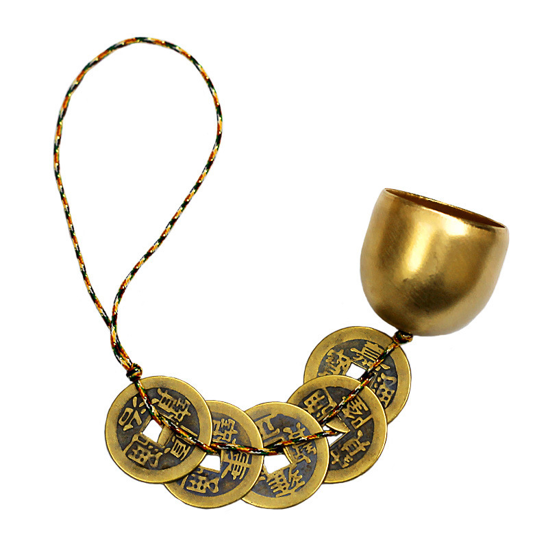 Five-color line diamond line ancient coin five Emperor money copper bell metal pure copper feng shui pendant car pendant
