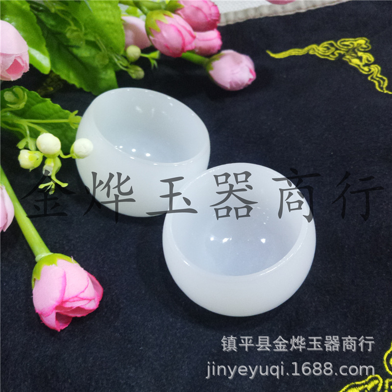 厂价供应仿玉玻璃饱满型茶杯家庭茶碗摆件展会礼品厂价批发|ru
