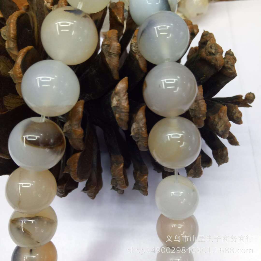 DIY Madagascar Marine chalcedony and agate loose beads, wholesale of semi-finished natural black flower chalcedony and agate beads detail image 8