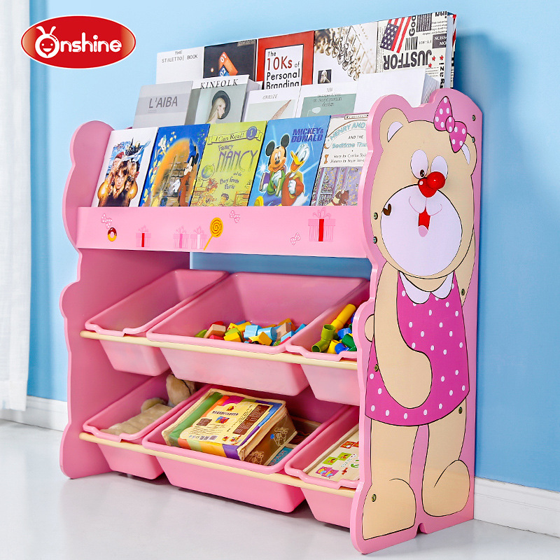 Cartoon Fawn Little Bear Super large children toy Storage rack bookshelf kindergarten baby Finishing rack Lockers