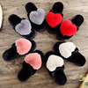 New autumn and winter cotton slippers Confineed shoes love knot plush flat bottom, dragging hair opening home slippers