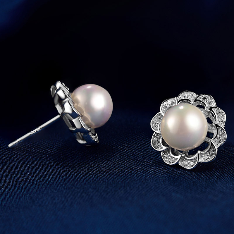 S925 plata esterlina perla pendientes mujer transfronteriza Comercio exterior joyería moda Corea del Sur temperamento micro incrustaciones ZIRCON abalorios pendientes