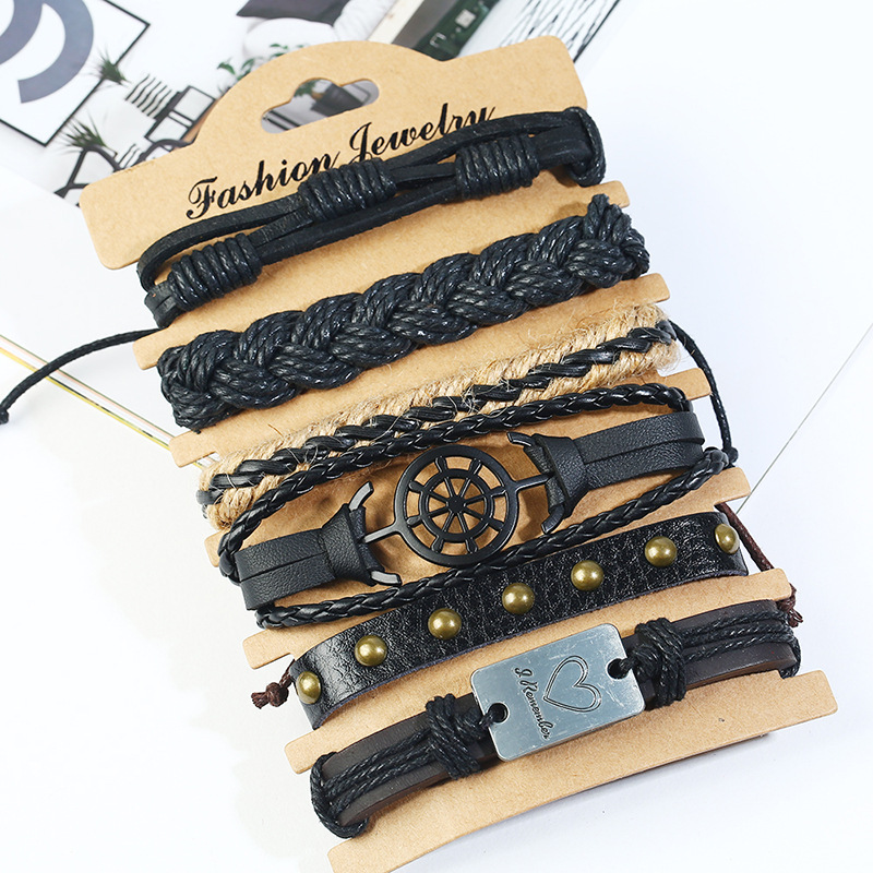 Leather Fashion Geometric bracelet  Sixpiece set NHPK2179Sixpiecesetpicture8