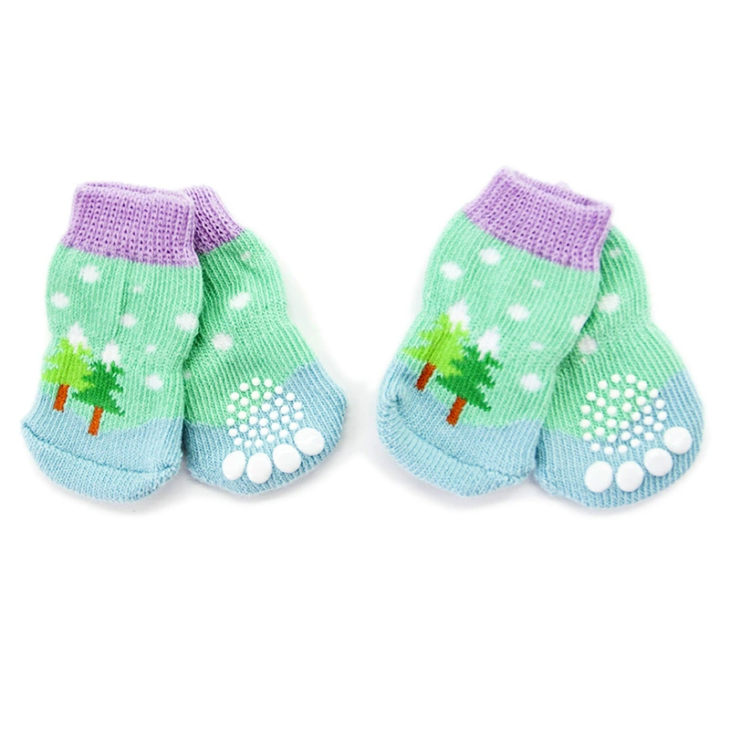 Носки для собак, носки для домашних животных, Нескользящие хлопковые носки, чехлы для ног собак, плюшевые собаки, пудель, Обувь для собак, носки PS080