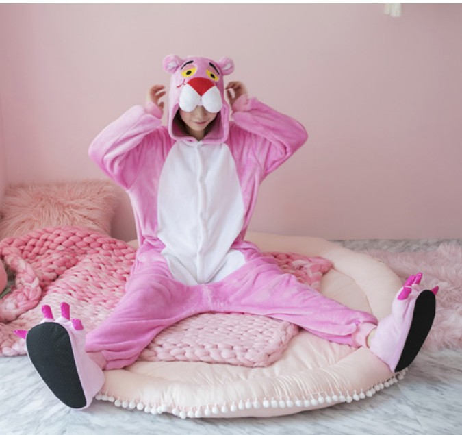 粉红豹连体睡衣冬季男女动物卡通毛绒学生韩版甜美可爱长袖顽皮豹