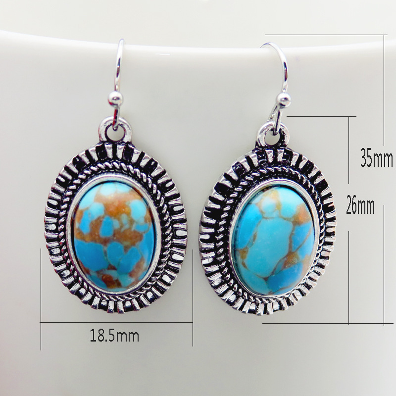 Nuevos Pendientes De Turquesa Vintage Moda Pendientes De Turquesa De Cristal Púrpura Al Por Mayor display picture 1