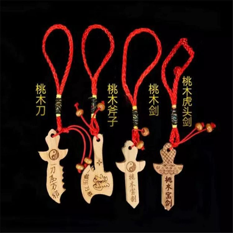 Персиковое дерево меч кулон маленький размер дети носить детские аксессуары Тыква топор брелок персиковое дерево