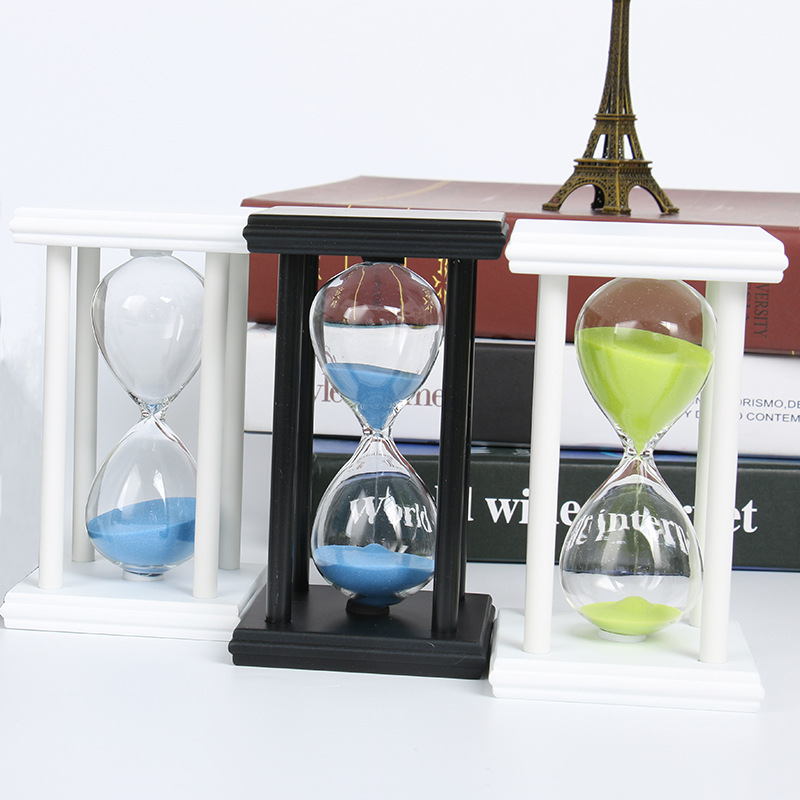 沙漏計時器擺件木質 15/30/45/60分鍾木質沙漏 創意計時器擺件