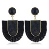 Retro earrings with tassels, boho style, with gem, European style