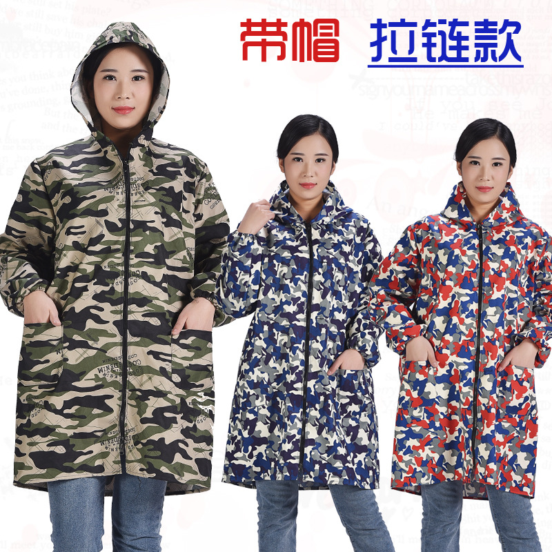 韩版罩衣成人女士厨房防污围裙长袖带帽加绒加厚男大褂劳保工作服|ms