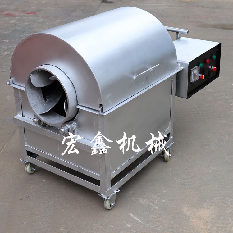 电加热芝麻瓜子炒货机 不锈钢材质温度可调滚筒炒锅 炒货机图片