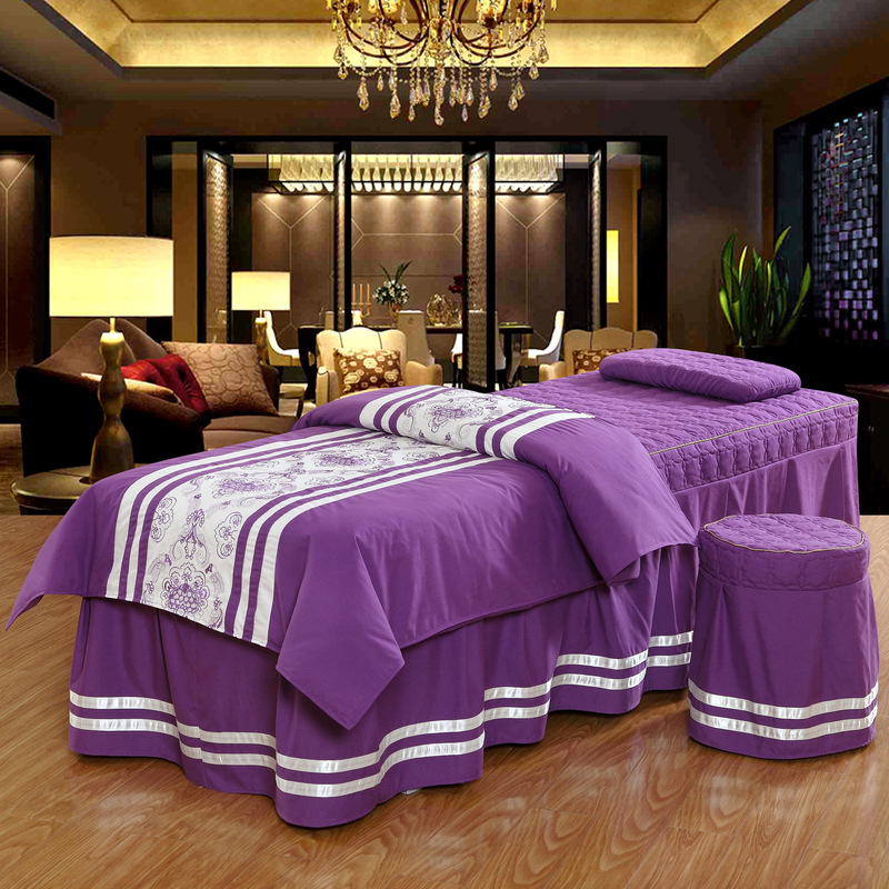 新款美容床罩四件套 高档美体按摩院SPA养生床套定制订做批发定做