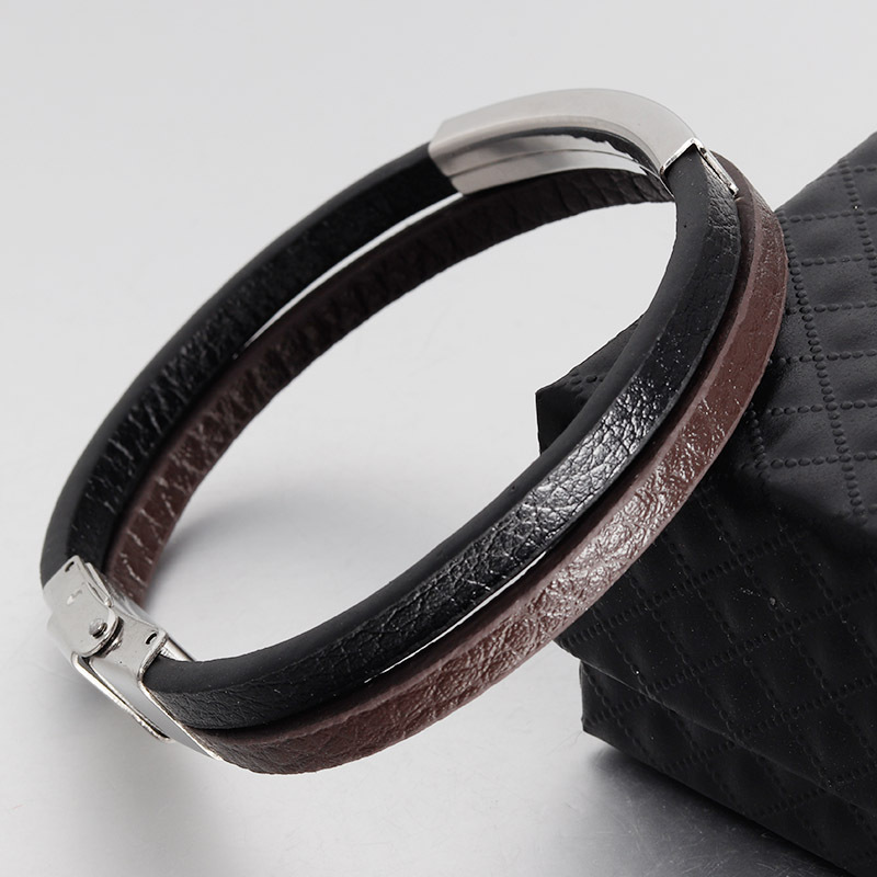 316L Stainless Steel , Titanium Steel Material Geometric, Customization Laser Engraving Pattern Retro 316L Stainless Steel Titanium Steel Geometric Customization Laser Engraving Woven Chain Men Cord & Leather Bracelets