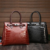 Fashionable lock, one-shoulder bag, crocodile print