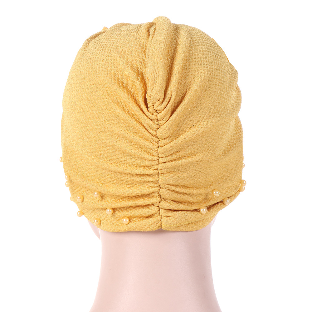 detachable movable bow beaded turban Muslim turban hat_voghion.com