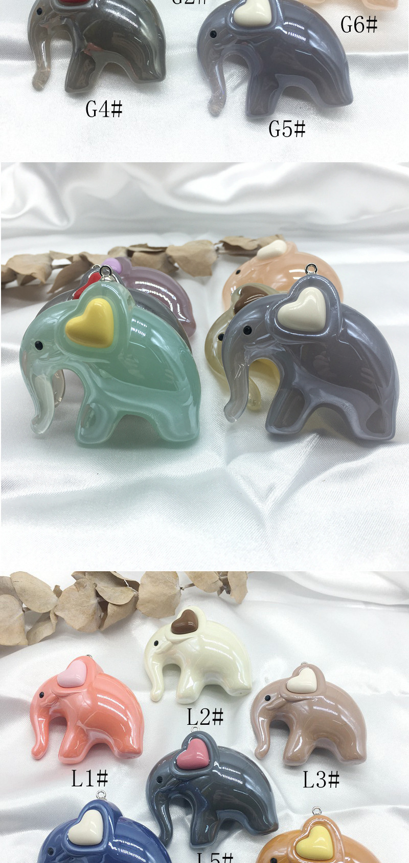 亚克力羊眼挂件高端果冻光泽漆亮油实色仿陶瓷可爱大象钥匙圈配件详情图3