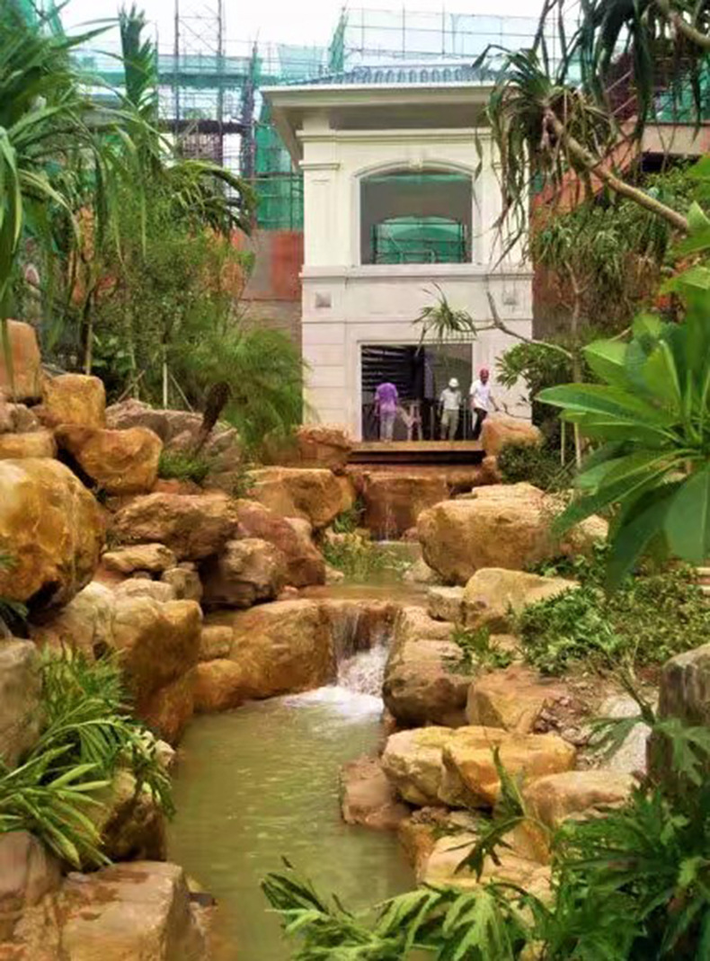 16高档黄蜡石驳岸效果