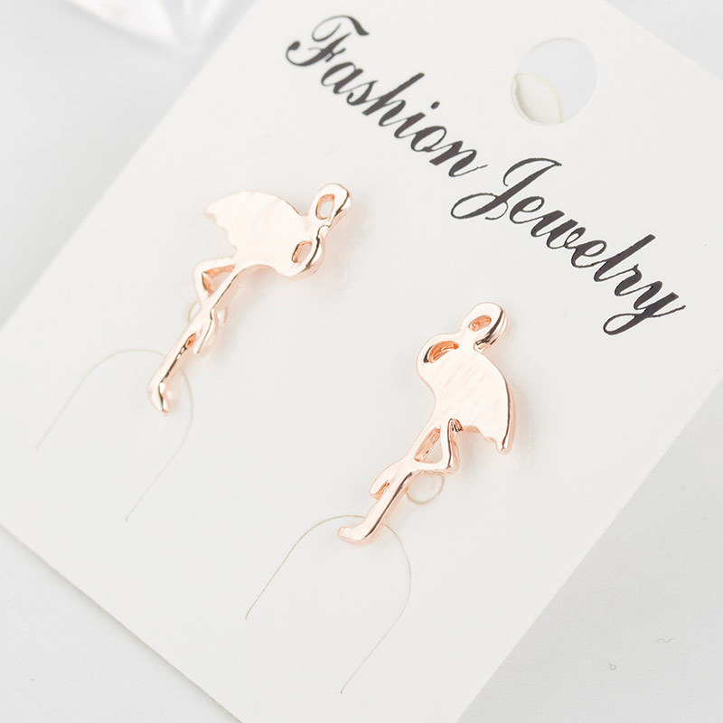 Boucles D&#39;oreilles Flamant Rose En Alliage Créatif display picture 8