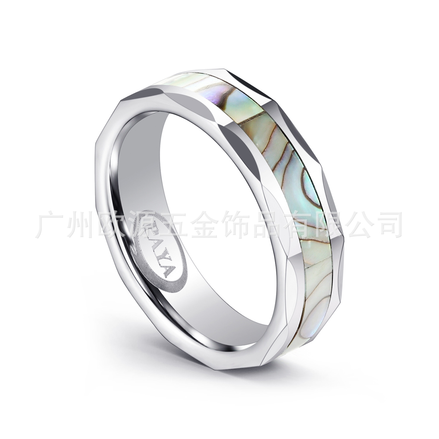 广州欧源工厂直销 钨金戒指 批边镶贝壳 日韩情侣新款定制