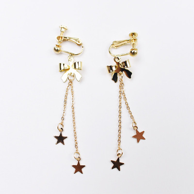 wholesale Korean Edition have more cash than can be accounted for Earrings bow tassels star Earrings temperament Sweet alloy personality Earrings