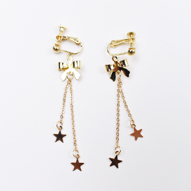 wholesale Korean Edition have more cash than can be accounted for Earrings bow tassels star Earrings temperament Sweet alloy personality Earrings