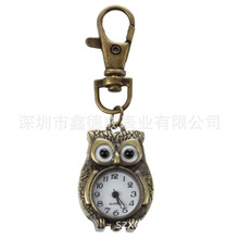 学生手表挂表个性复古单件猫头鹰锁匙扣表小怀表 创意石英表挂表