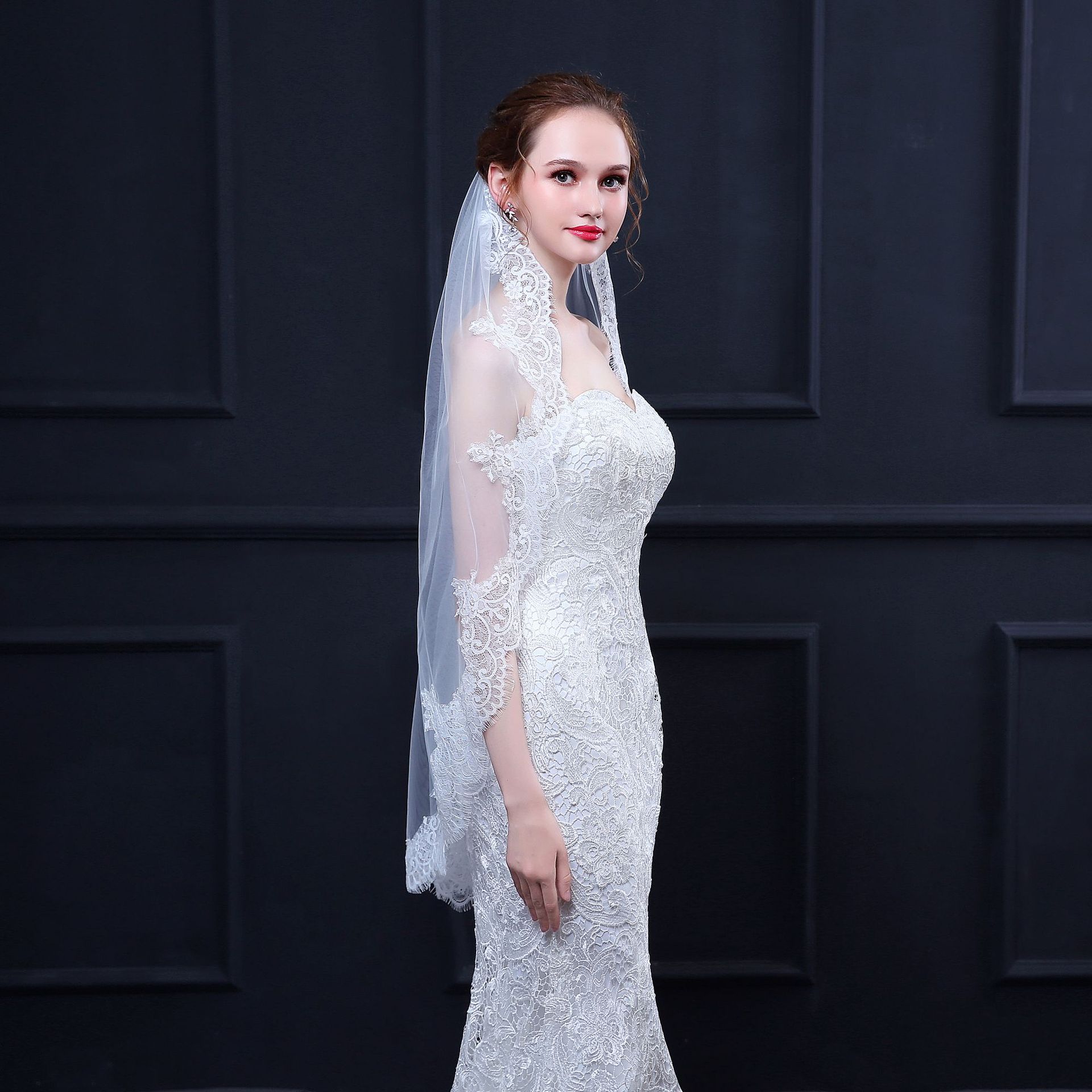 长款欧美拖尾新娘头纱 婚纱配件影楼拍照3米宽门幅带发梳厂家直销-阿里巴巴