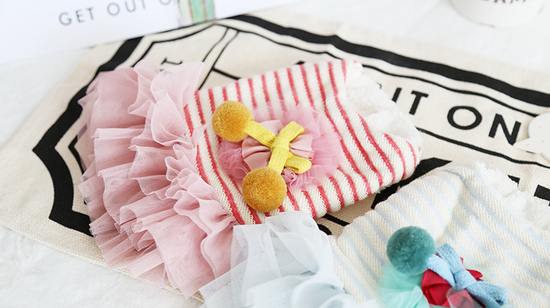 大毛球条纹纱纱裙