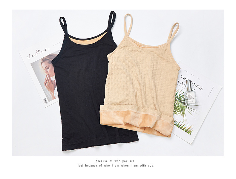 Warm halter top, women's fleece thickened base layer, winter shaping, twisted underwear, slimming top, seamless detail image 10